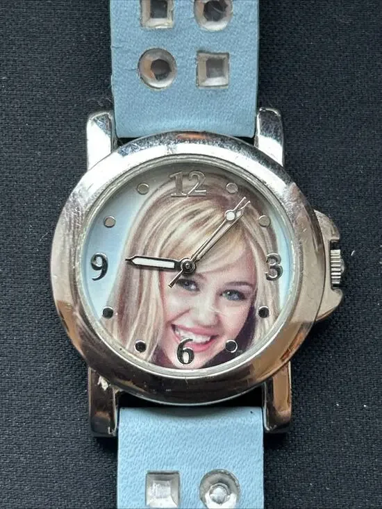 Disney Hannah Montana Silver Tone Blue Band Kids Watch