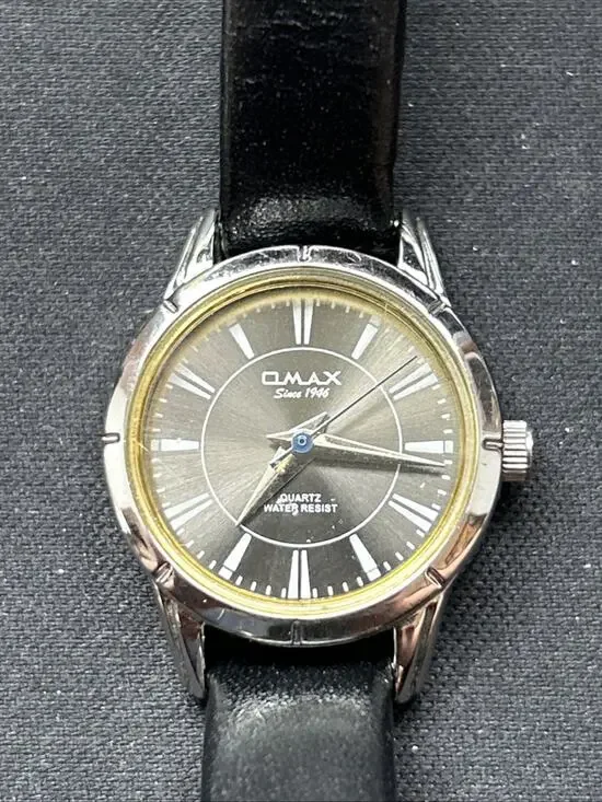 Omax Silver Case Black Band Women’s Quartz Watch