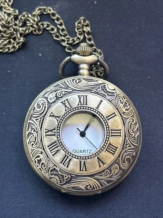 Bronze Tone Quartz Pocket Watch
