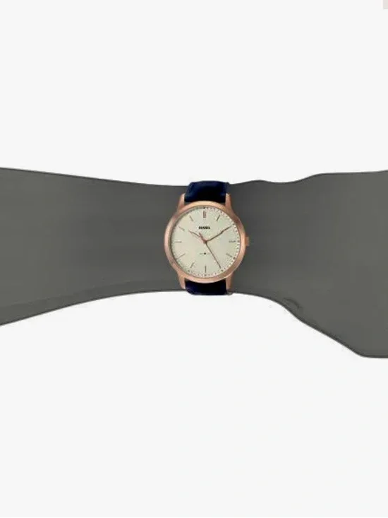 Fossil Men's Blue Leather Strap Watch with  Gold Case