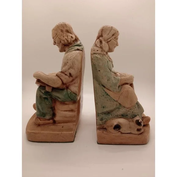 Vintage Joan & Darby Old Sweetheart Deco Bookends Grandma And Grandpa‎ Bookends