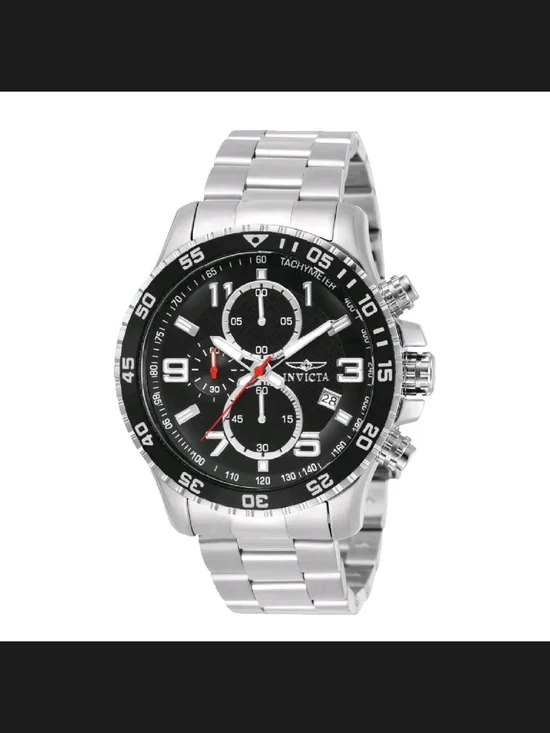 Invicta Stainless Steel Chronograph Watch - Black Dial 48mm