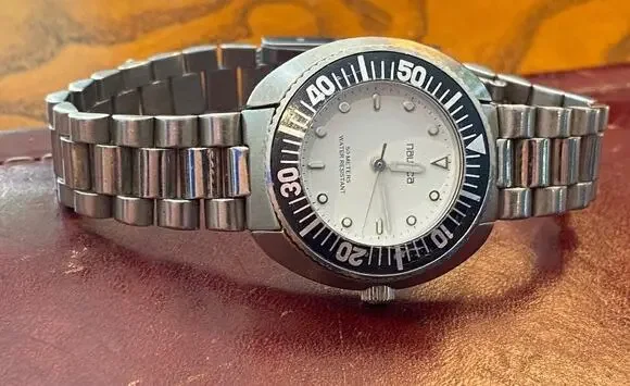 Women's 30mm Nautica Watch, Silver Tone with Black Bezel, WR to 50M