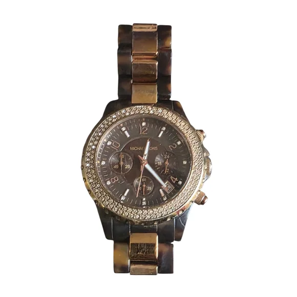 Michael Kors Tortoise and Gold Watch