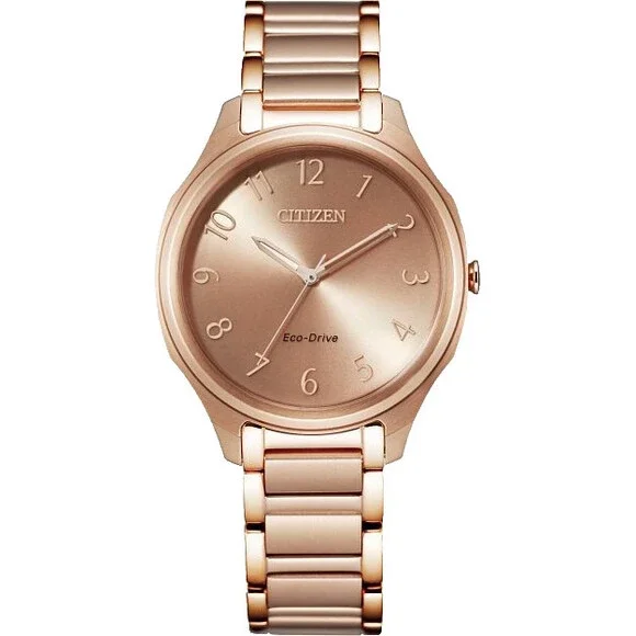 CITIZEN ECO DRIVE EM0758-58X ROSE GOLD DIAL & BRACELET QUARTZ 35MM WOMENS WATCH