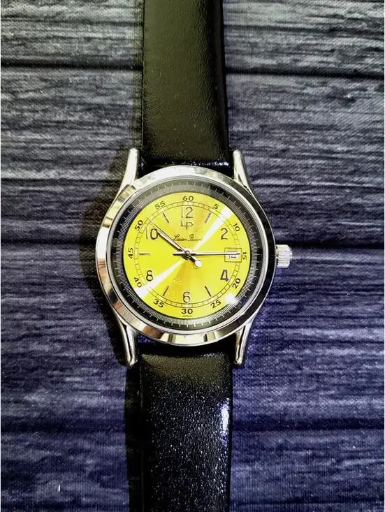 Very Rare Yellow Dial Lucien Piccard Mens‎ Date Dress Watch