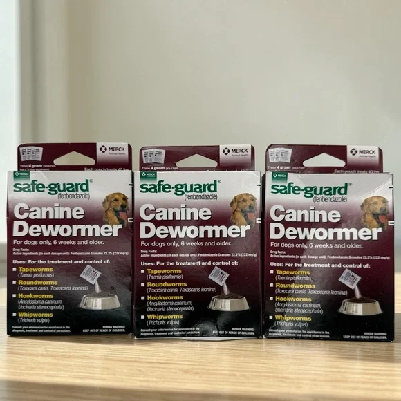 3x Safe-Guard Canine Dog Dewormer 3x4g‎ Packets Merck EXP 1/26 New Sealed