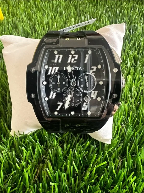 Invicta Black Men’s Chronograph Watch with Silver Accents