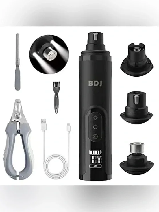 BDJ Dog Nail Grinder | 3 Speed | Rechargeable | Electric Nail Clipper