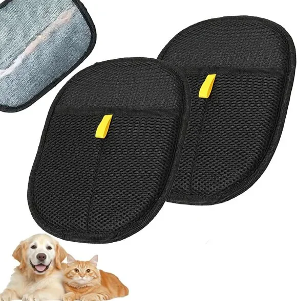 2 Pcs Reusable Pet Hair Remover Gloves, 2025 Cat Dog Grooming