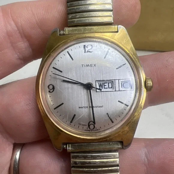 Timex Marlin Gold Tone‎ Mens Vintage 1970s Mechanical Handwind Watch Working