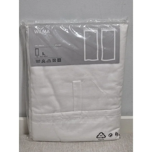 IKEA WILMA 2 White Tab Top Curtain Panels 57