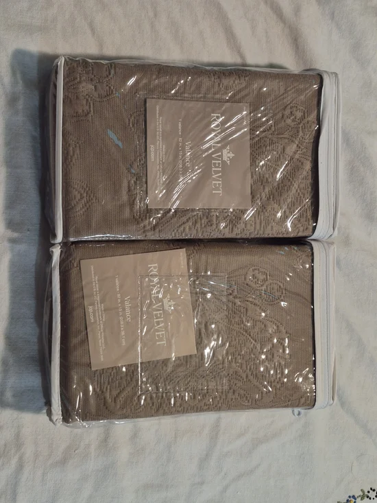 Royal Velvet Taupe Essence Window Valances 82x15 Set of 2