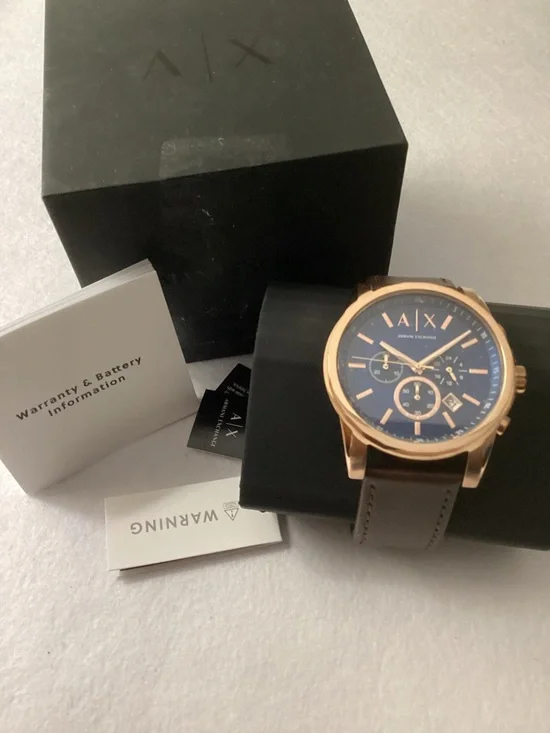 A/X Armani Exchange Chronograph Dark Brown Leather Strap Watch 45mm AX2508