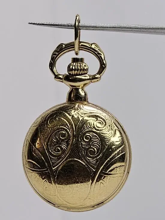 Vintage Gold Tone - Quartz -Mini Pocket Watch Pendant (Untested/Parts)