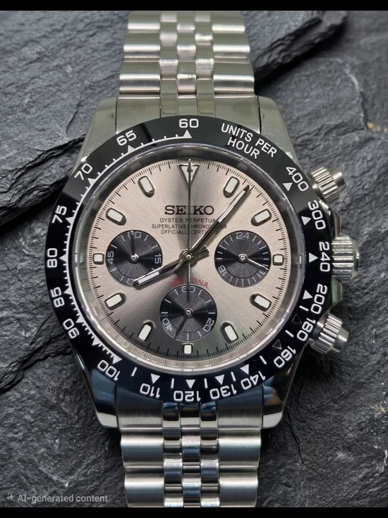 Custom 39mm Seiko Mod Watch VK63 Ghost Daytona