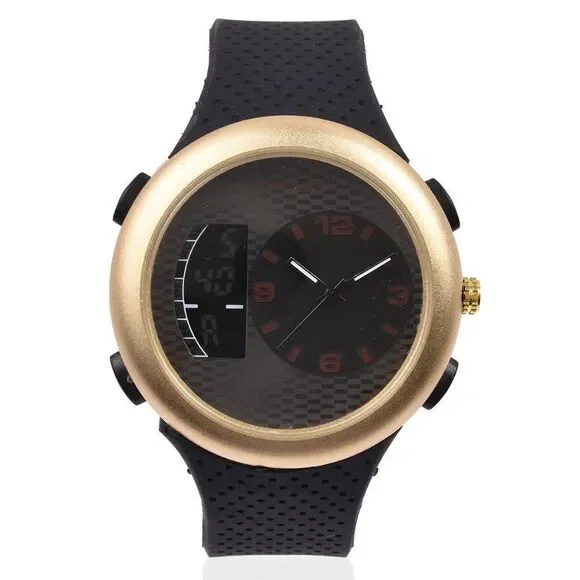 STRADA Watch with Black Silicone Band
