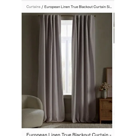 Quince European Linen True Blackout Curtain Single Panel 48x96 Rose Quartz NWOT