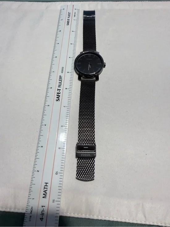 Men’s Fossil Black Mesh Band Watch with Minimal Dial