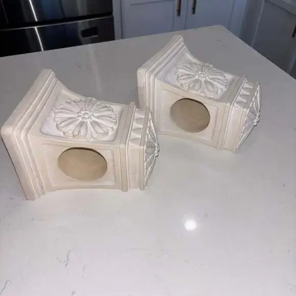 Decorative Architectural Corbel Style Curtain Rod Holders Flower Medallion (2)