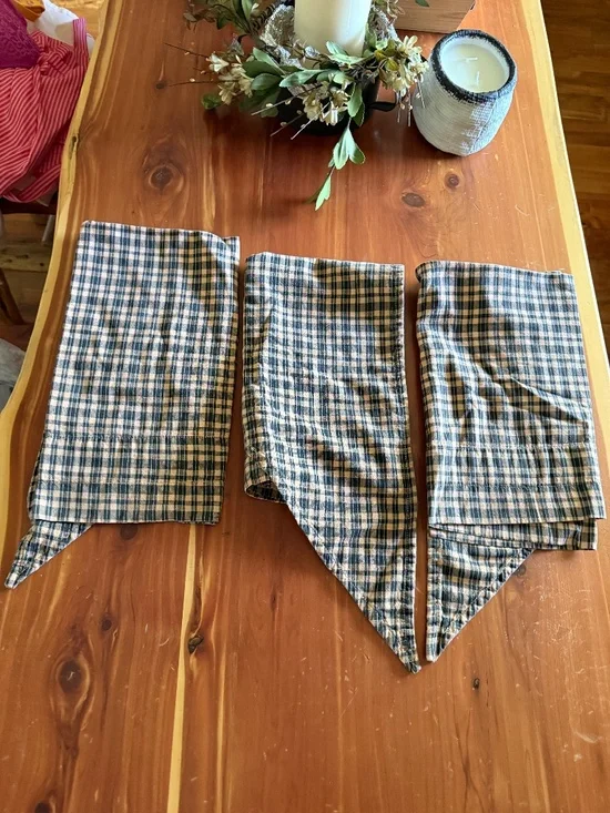 3 pc lined plaid swag valance set