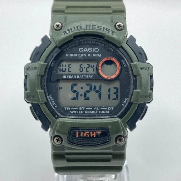 Casio Men's Watch 3463 TRT-110H Green Vibration Alarm 47mm Dual Time Mud Resist