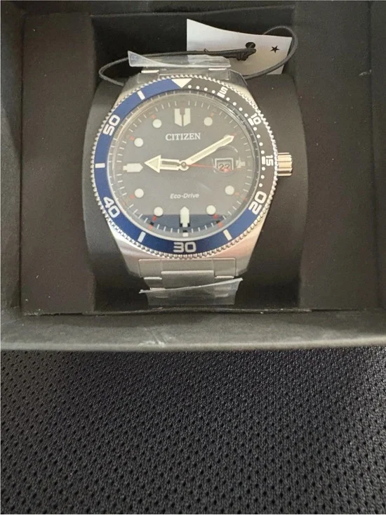 New Citizen AW1761-89L Eco-Drive Blue Dial Diver Style Stainless Steel Watch