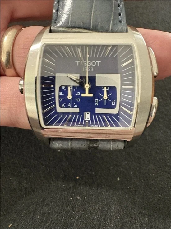 Tissot Bascule Chronograph Men's Watch Blue Dial Quartz Square B362/462 Swiss