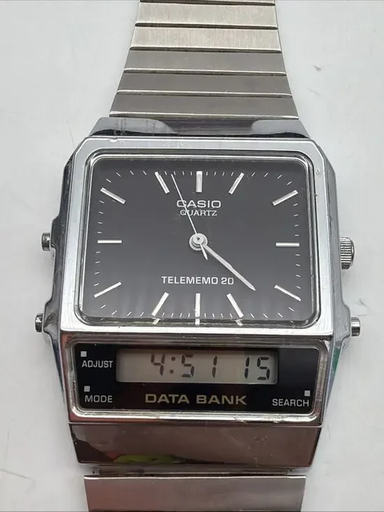 Casio AB-100 Analog Digital Data Bank Watch Module 344 Databank Repair - Read