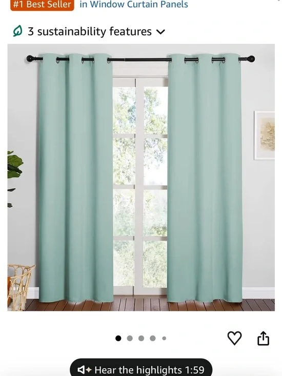 Room-Darkening Curtain Panel Pair in Seafoam Green -