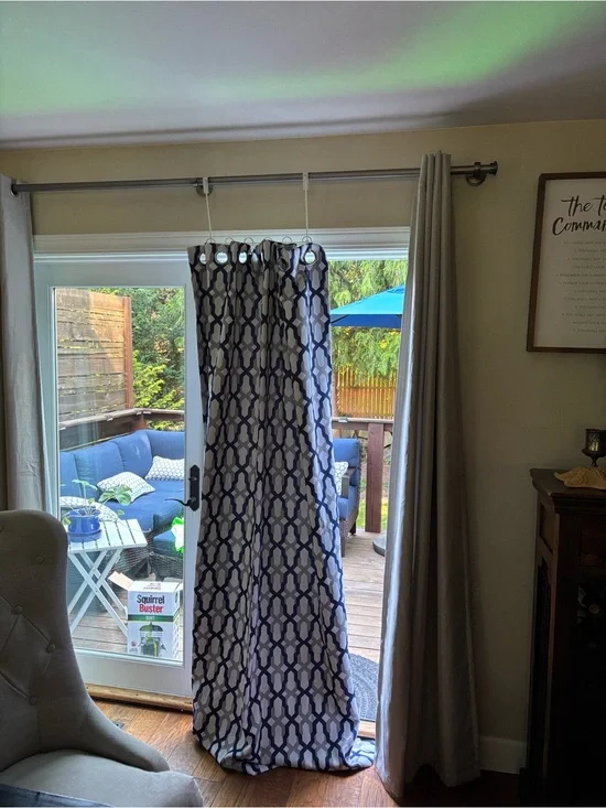 Set of two panels Blue Trellis Pattern Window Curtain - more available for sale