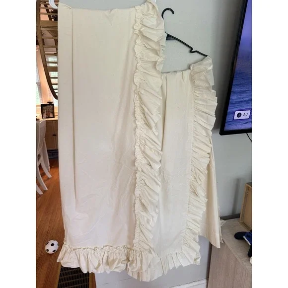 PAIR (2 PANELS) Off White Curtains Ruffle Edge 84