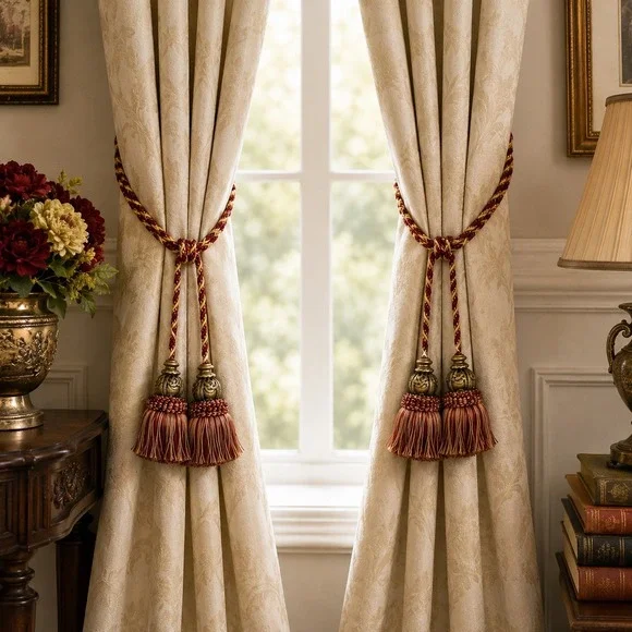 Vintage Heavy Tassel Curtain Tie Backs Old World Victorian Drapery Pair Gold