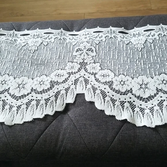 Long White Lacey Curtain Panel 96x12