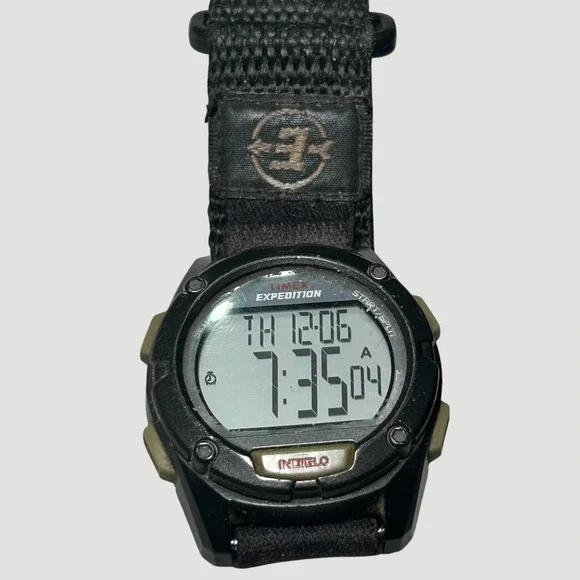 Timex Expedition Digital Watch Mens Black Nylon Strap Indiglo WR 100M 59111