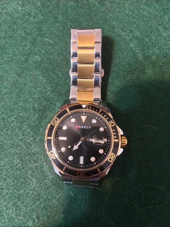 Men’s Two-Tone Black Dial Stainless Steel Watch
