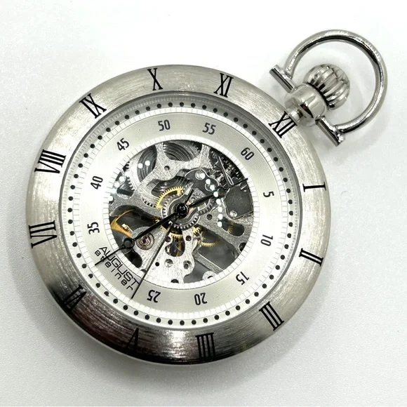 Silver Skeleton Pocket Watch – Classic Men's Accessory