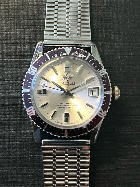 Sheffield vintage 1960s -70s Automatic Silver Dial Dive Watch