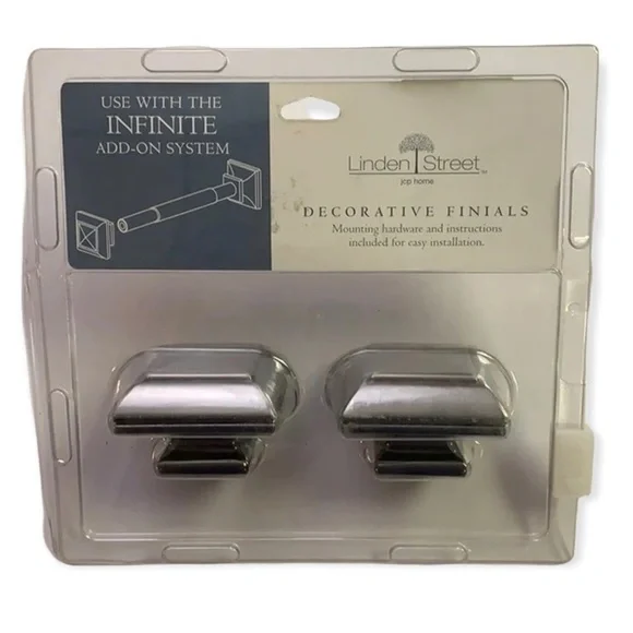Linden Street Decorative Finials‎ 2 End PC Nickel Infinite Add-On System Modern
