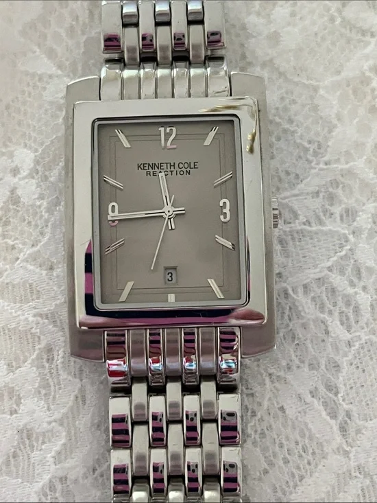 Kenneth Cole Reaction Men's Silver Stainless Steel Rectangular Watch