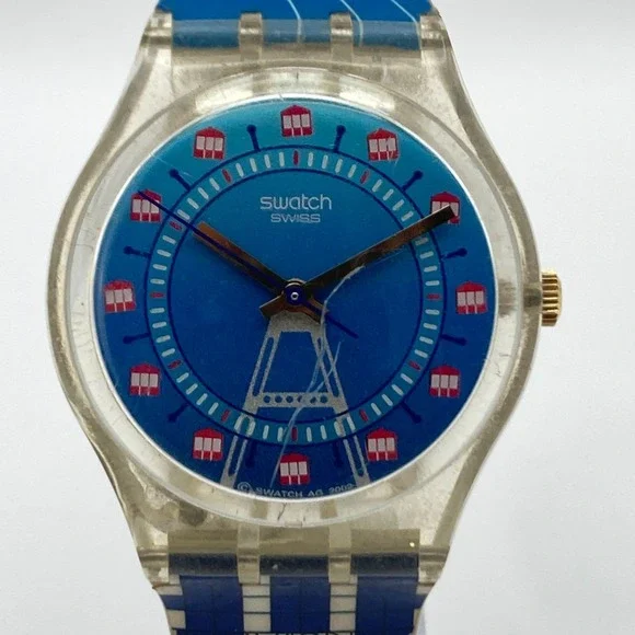 Swatch Time For Vienna Watch 33mm Gent Blue Swiss Made GZ179 New Battery 8.5
