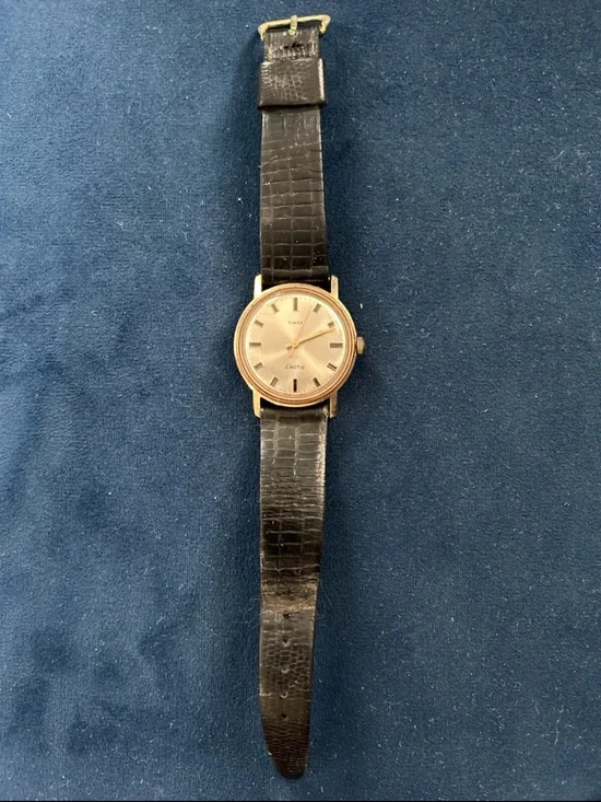 Timex Electric 1969 Gold Tone Mens Vintage 1960s Retro Watch