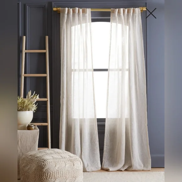 4 Panels! -NWT! Quince 100% Linen Flax Sheer Curtains, 48
