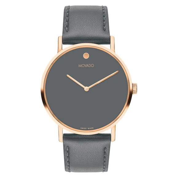 MOVADO SIGNATURE 0607834 GREY MUSEUM DIAL BLACK STRAP 40MM CASE MENS WATCH