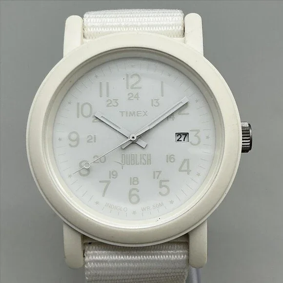 Timex Camper TW2P88200 Men Watch 40mm White Indiglo Date 50m New Battery