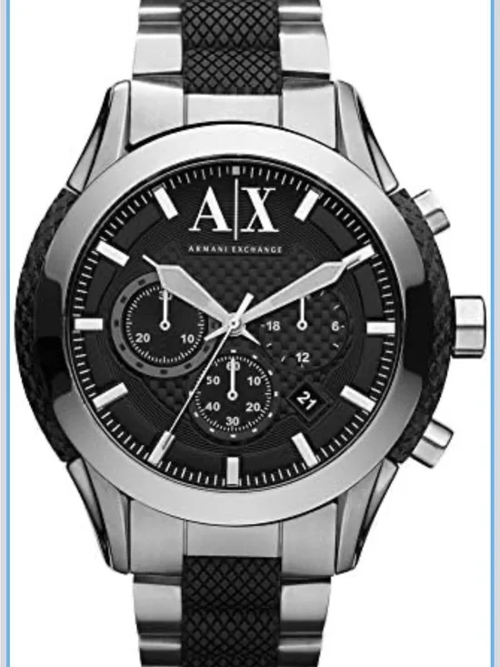 Armani Exchange Black and Silver Men's Chronograph Bracelet Watch