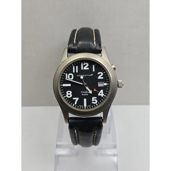Momentum Pathfinder Alarm Titanium Mens Watch SP50 Black Dial 10ATM New Battery