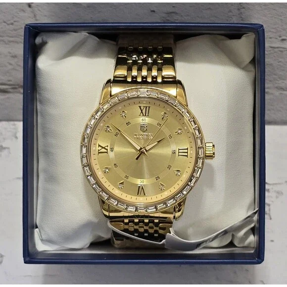 Montres Prestige X Invicta Men's Watch  45mm Paved Bezel Gold MPW-0237 Brand New