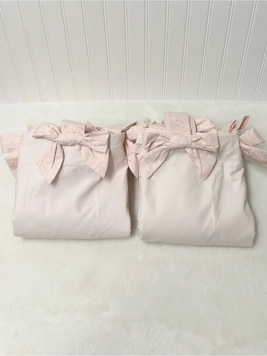 Pottery Barn Kids Tie top eyelet drapes 84”