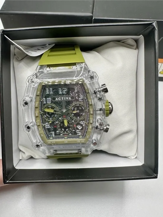 Activa X Invicta Men's Watch Clear Skeleton Dial 44.3mm Olive Green ACW2305-009
